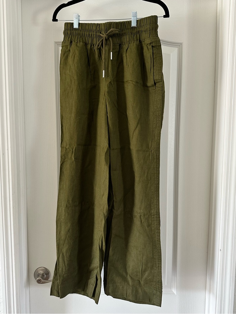 QUINCE 100% European Linen Wide Leg Pants - Martini Olive ONLY - S Long